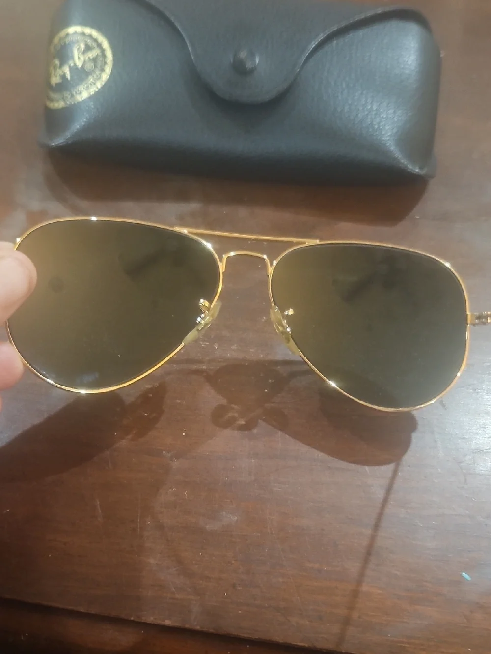 Ray Ban Like New Aviator Large Gold tone Metal Sunglasses